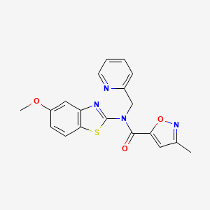 molecular formula C19H16N4O3S B2846105 N-(5-甲氧苯并[2,3-d]噻唑-2-基)-3-甲基-N-(吡嘧啶-2-基甲基)异噁唑-5-甲酰胺 CAS No. 946285-25-2