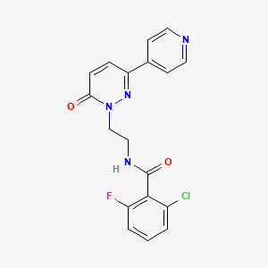 molecular formula C18H14ClFN4O2 B2846111 2-氯-6-氟-N-(2-(6-氧代-3-(吡啶-4-基)吡啶并[6H]-1-基)乙基)苯甲酰胺 CAS No. 1021137-51-8