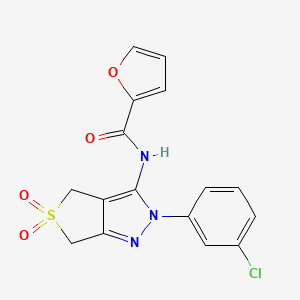 molecular formula C16H12ClN3O4S B2846114 N-(2-(3-chlorophenyl)-5,5-dioxido-4,6-dihydro-2H-thieno[3,4-c]pyrazol-3-yl)furan-2-carboxamide CAS No. 449789-05-3