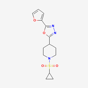 molecular formula C14H17N3O4S B2846115 2-(1-(环丙磺酰基)哌啶-4-基)-5-(呋喃-2-基)-1,3,4-噁二唑 CAS No. 1211633-71-4