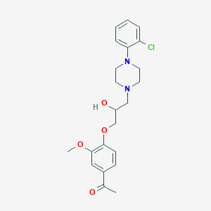 molecular formula C22H27ClN2O4 B2846116 1-(4-{3-[4-(2-Chlorophenyl)piperazin-1-yl]-2-hydroxypropoxy}-3-methoxyphenyl)ethan-1-one CAS No. 799257-96-8