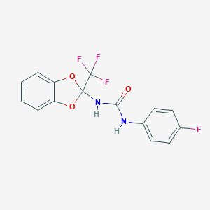 molecular formula C15H10F4N2O3 B284612 N-(4-fluorophenyl)-N'-[2-(trifluoromethyl)-1,3-benzodioxol-2-yl]urea 