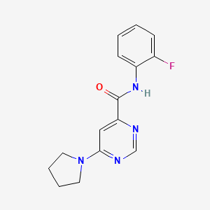molecular formula C15H15FN4O B2846123 N-(2-fluorophenyl)-6-(pyrrolidin-1-yl)pyrimidine-4-carboxamide CAS No. 1909590-64-2