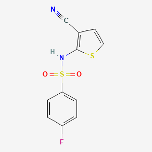 molecular formula C11H7FN2O2S2 B2846126 N-(3-cyano-2-thienyl)-4-fluorobenzenesulfonamide CAS No. 338777-49-4
