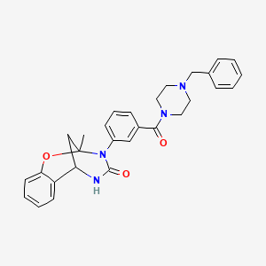molecular formula C29H30N4O3 B2846131 3-(3-(4-benzylpiperazine-1-carbonyl)phenyl)-2-methyl-5,6-dihydro-2H-2,6-methanobenzo[g][1,3,5]oxadiazocin-4(3H)-one CAS No. 901264-68-4