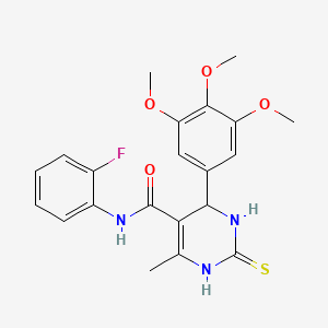 molecular formula C21H22FN3O4S B2846135 N-(2-fluorophenyl)-6-methyl-2-thioxo-4-(3,4,5-trimethoxyphenyl)-1,2,3,4-tetrahydropyrimidine-5-carboxamide CAS No. 865591-67-9