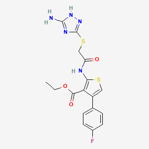 molecular formula C17H16FN5O3S2 B2846138 ethyl 2-(2-((5-amino-1H-1,2,4-triazol-3-yl)thio)acetamido)-4-(4-fluorophenyl)thiophene-3-carboxylate CAS No. 690962-00-6