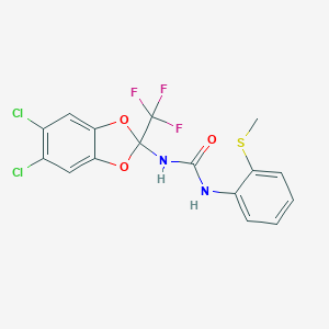 molecular formula C16H11Cl2F3N2O3S B284614 N-[5,6-dichloro-2-(trifluoromethyl)-1,3-benzodioxol-2-yl]-N'-[2-(methylsulfanyl)phenyl]urea 