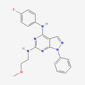 molecular formula C20H19FN6O B2846141 N4-(4-fluorophenyl)-N6-(2-methoxyethyl)-1-phenyl-1H-pyrazolo[3,4-d]pyrimidine-4,6-diamine CAS No. 946347-78-0