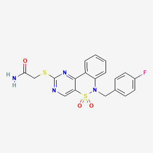 2-({9-[(4-fluorophenyl)methyl]-8,8-dioxo-8lambda6-thia-3,5,9-triazatricyclo[8.4.0.0^{2,7}]tetradeca-1(14),2(7),3,5,10,12-hexaen-4-yl}sulfanyl)acetamide