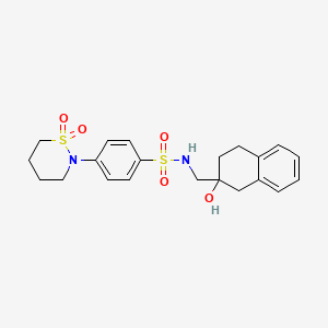 molecular formula C21H26N2O5S2 B2846156 4-(1,1-dioxido-1,2-thiazinan-2-yl)-N-((2-hydroxy-1,2,3,4-tetrahydronaphthalen-2-yl)methyl)benzenesulfonamide CAS No. 1421529-47-6