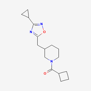 molecular formula C16H23N3O2 B2846157 Cyclobutyl(3-((3-cyclopropyl-1,2,4-oxadiazol-5-yl)methyl)piperidin-1-yl)methanone CAS No. 1706305-76-1