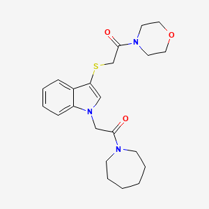 molecular formula C22H29N3O3S B2846163 1-(azepan-1-yl)-2-(3-((2-morpholino-2-oxoethyl)thio)-1H-indol-1-yl)ethanone CAS No. 878054-93-4