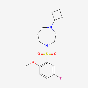 molecular formula C16H23FN2O3S B2846165 1-环丁基-4-((5-氟-2-甲氧基苯基)磺酰基)-1,4-二氮杂环庚烷 CAS No. 2194847-82-8