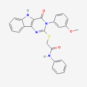 molecular formula C25H20N4O3S B2846167 2-[[3-(3-methoxyphenyl)-4-oxo-5H-pyrimido[5,4-b]indol-2-yl]sulfanyl]-N-phenylacetamide CAS No. 536706-39-5