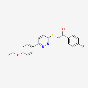 molecular formula C20H17FN2O2S B2846175 2-[6-(4-Ethoxyphenyl)pyridazin-3-yl]sulfanyl-1-(4-fluorophenyl)ethanone CAS No. 896054-54-9