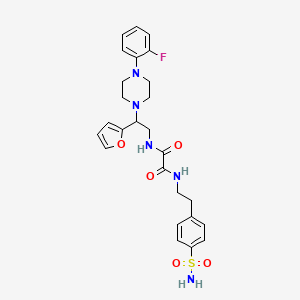 molecular formula C26H30FN5O5S B2846176 N1-(2-(4-(2-fluorophenyl)piperazin-1-yl)-2-(furan-2-yl)ethyl)-N2-(4-sulfamoylphenethyl)oxalamide CAS No. 877633-11-9