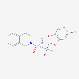 molecular formula C18H14ClF3N2O3 B284618 N-[5-chloro-2-(trifluoromethyl)-1,3-benzodioxol-2-yl]-3,4-dihydro-2(1H)-isoquinolinecarboxamide 