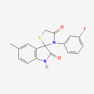 molecular formula C17H13FN2O2S B2846180 3'-(3-Fluorophenyl)-5-methylspiro[indoline-3,2'-thiazolidine]-2,4'-dione CAS No. 899743-33-0