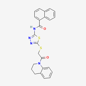 molecular formula C24H20N4O2S2 B2846190 N-[5-[[2-(3,4-dihydro-2H-quinolin-1-yl)-2-oxoethyl]thio]-1,3,4-thiadiazol-2-yl]-1-naphthalenecarboxamide CAS No. 392300-54-8