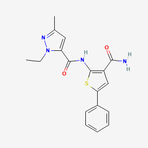 N-(3-carbamoyl-5-phenylthiophen-2-yl)-1-ethyl-3-methyl-1H-pyrazole-5-carboxamide