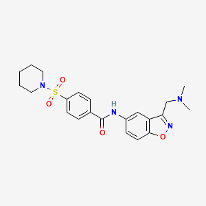 molecular formula C22H26N4O4S B2846200 N-[3-[(Dimethylamino)methyl]-1,2-benzoxazol-5-yl]-4-piperidin-1-ylsulfonylbenzamide CAS No. 2379987-77-4