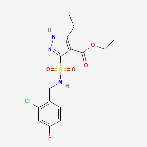 ethyl 5-{[(2-chloro-4-fluorobenzyl)amino]sulfonyl}-3-ethyl-1H-pyrazole-4-carboxylate