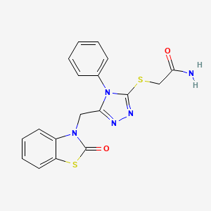 2-((5-((2-oxobenzo[d]thiazol-3(2H)-yl)methyl)-4-phenyl-4H-1,2,4-triazol-3-yl)thio)acetamide