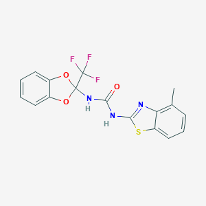 molecular formula C17H12F3N3O3S B284624 N-(4-methyl-1,3-benzothiazol-2-yl)-N'-[2-(trifluoromethyl)-1,3-benzodioxol-2-yl]urea 