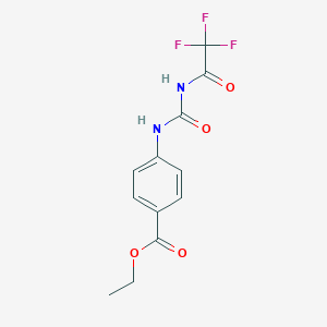 molecular formula C12H11F3N2O4 B284629 Ethyl 4-{[(trifluoroacetyl)carbamoyl]amino}benzoate 