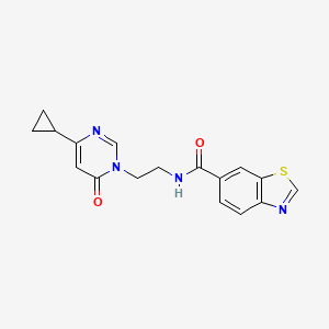 molecular formula C17H16N4O2S B2846292 N-(2-(4-cyclopropyl-6-oxopyrimidin-1(6H)-yl)ethyl)benzo[d]thiazole-6-carboxamide CAS No. 2034511-47-0