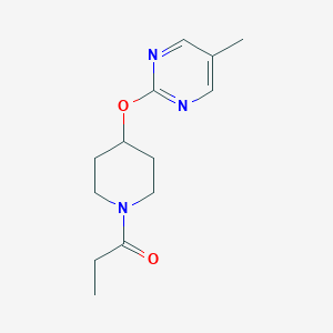 molecular formula C13H19N3O2 B2846296 1-[4-(5-Methylpyrimidin-2-yl)oxypiperidin-1-yl]propan-1-one CAS No. 2380174-94-5