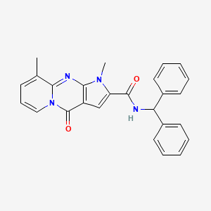 molecular formula C26H22N4O2 B2846298 N-benzhydryl-1,9-dimethyl-4-oxo-1,4-dihydropyrido[1,2-a]pyrrolo[2,3-d]pyrimidine-2-carboxamide CAS No. 864855-12-9