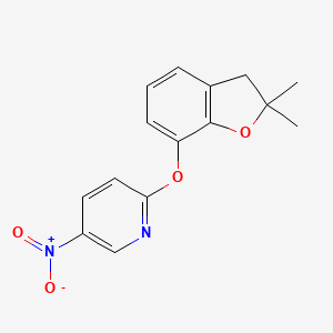 molecular formula C15H14N2O4 B2846301 2,2-Dimethyl-2,3-dihydro-1-benzofuran-7-yl 5-nitro-2-pyridinyl ether CAS No. 927565-08-0