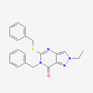 molecular formula C21H20N4OS B2846307 6-benzyl-5-(benzylthio)-2-ethyl-2H-pyrazolo[4,3-d]pyrimidin-7(6H)-one CAS No. 932548-83-9