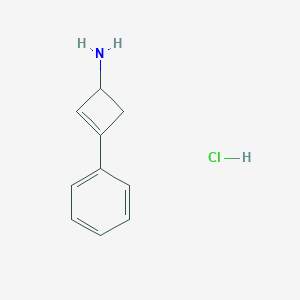 molecular formula C10H12ClN B2846309 3-Phenylcyclobut-2-en-1-amine;hydrochloride CAS No. 2460749-08-8
