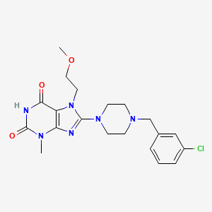 molecular formula C20H25ClN6O3 B2846317 8-(4-(3-chlorobenzyl)piperazin-1-yl)-7-(2-methoxyethyl)-3-methyl-1H-purine-2,6(3H,7H)-dione CAS No. 878432-56-5
