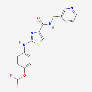 molecular formula C17H14F2N4O2S B2846320 2-((4-(difluoromethoxy)phenyl)amino)-N-(pyridin-3-ylmethyl)thiazole-4-carboxamide CAS No. 1105219-81-5