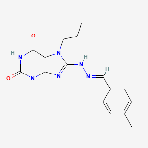 3-methyl-8-[(2E)-2-(4-methylbenzylidene)hydrazinyl]-7-propyl-3,7-dihydro-1H-purine-2,6-dione