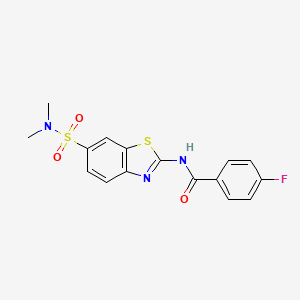 molecular formula C16H14FN3O3S2 B2846329 N-(6-(N,N-dimethylsulfamoyl)benzo[d]thiazol-2-yl)-4-fluorobenzamide CAS No. 923186-17-8