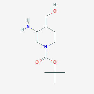 molecular formula C11H22N2O3 B2846337 叔丁基-3-氨基-4-(羟甲基)哌啶-1-羧酸叔丁酯 CAS No. 1782754-25-9