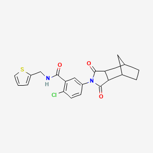 molecular formula C21H19ClN2O3S B2846338 2-chloro-5-(1,3-dioxohexahydro-1H-4,7-methanoisoindol-2(3H)-yl)-N-(thiophen-2-ylmethyl)benzamide CAS No. 475061-57-5