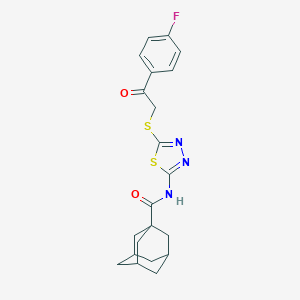 molecular formula C21H22FN3O2S2 B284634 N-(5-{[2-(4-fluorophenyl)-2-oxoethyl]sulfanyl}-1,3,4-thiadiazol-2-yl)-1-adamantanecarboxamide 