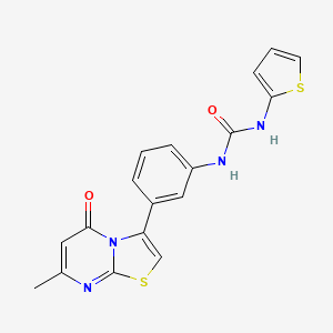 molecular formula C18H14N4O2S2 B2846363 1-(3-(7-methyl-5-oxo-5H-thiazolo[3,2-a]pyrimidin-3-yl)phenyl)-3-(thiophen-2-yl)urea CAS No. 1171804-31-1