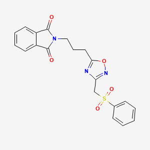 molecular formula C20H17N3O5S B2846365 2-(3-(3-((苯基磺酰基)甲基)-1,2,4-噁二唑-5-基)丙基)异吲哚啉-1,3-二酮 CAS No. 2034316-83-9