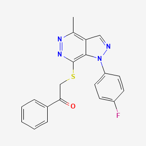 molecular formula C20H15FN4OS B2846367 2-((1-(4-fluorophenyl)-4-methyl-1H-pyrazolo[3,4-d]pyridazin-7-yl)thio)-1-phenylethanone CAS No. 1105236-78-9