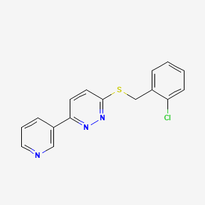 molecular formula C16H12ClN3S B2846377 3-((2-Chlorobenzyl)thio)-6-(pyridin-3-yl)pyridazine CAS No. 923061-40-9