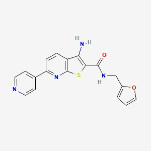 molecular formula C18H14N4O2S B2846381 3-氨基-N-(呋喃-2-基甲基)-6-吡啶-4-基噻吩[2,3-b]吡啶-2-羧酰胺 CAS No. 445267-50-5
