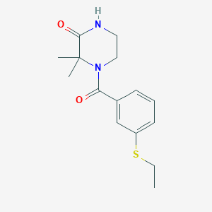 molecular formula C15H20N2O2S B2846393 4-(3-(Ethylthio)benzoyl)-3,3-dimethylpiperazin-2-one CAS No. 952886-91-8