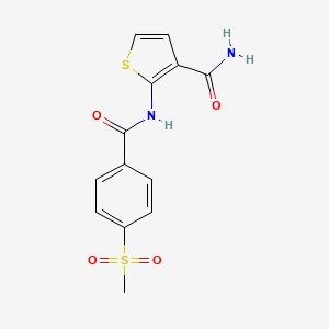 molecular formula C13H12N2O4S2 B2846398 2-(4-(甲磺酰基)苯甲酰基)噻吩-3-羧酰胺 CAS No. 896350-23-5